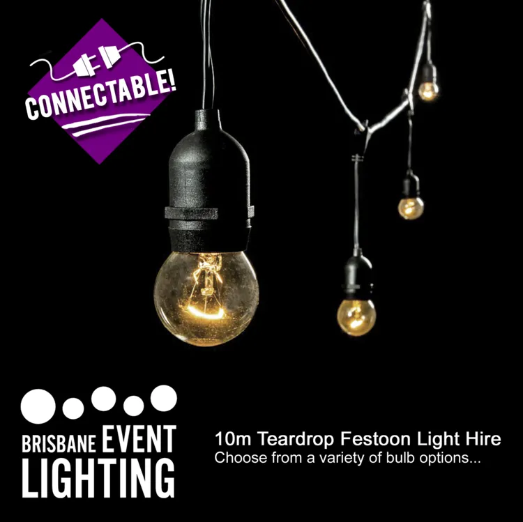 10m Connectable Teardrop Festoon Light Hire