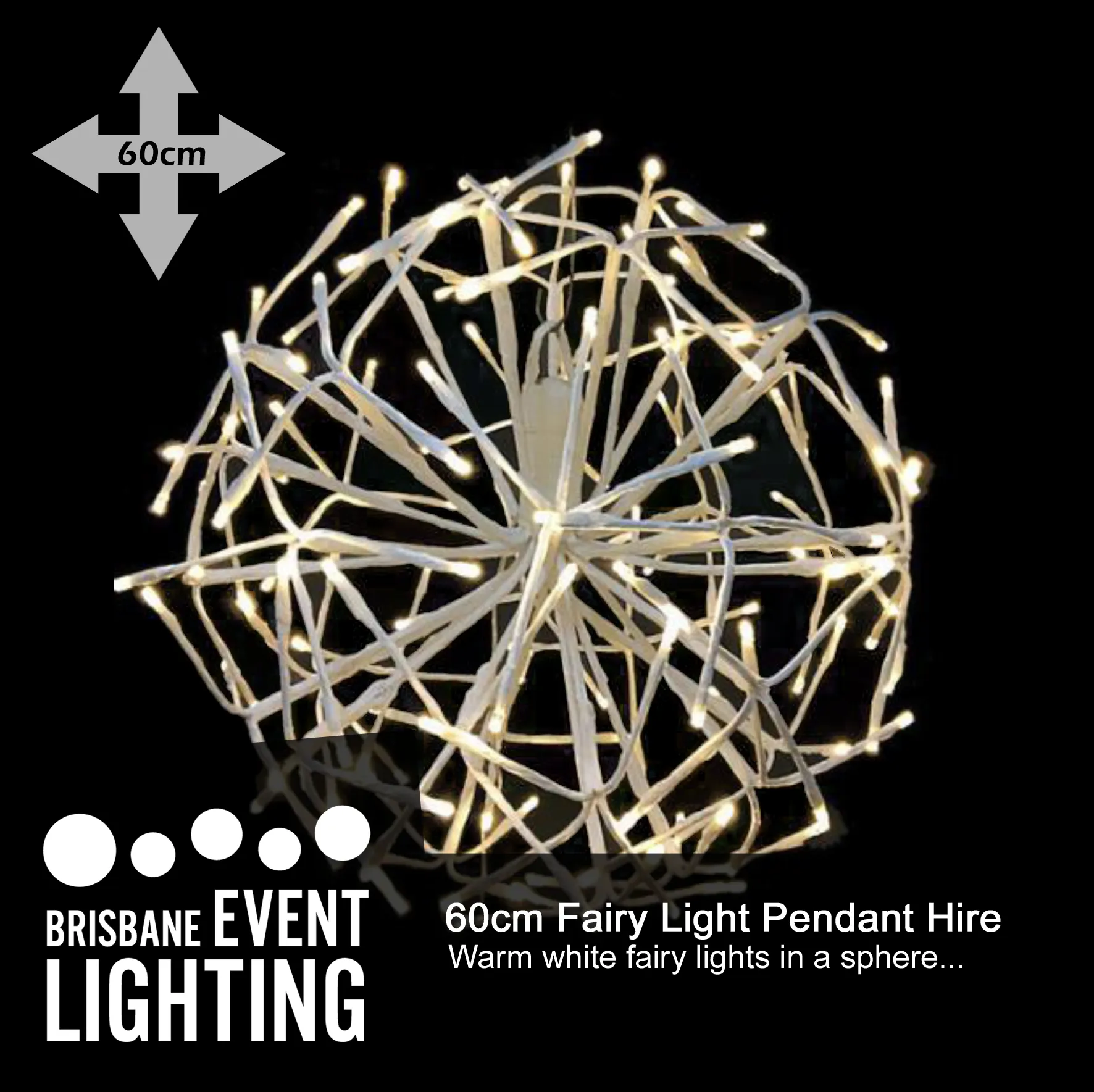 60cm Warm White LED Fairy Light Chandelier Hire