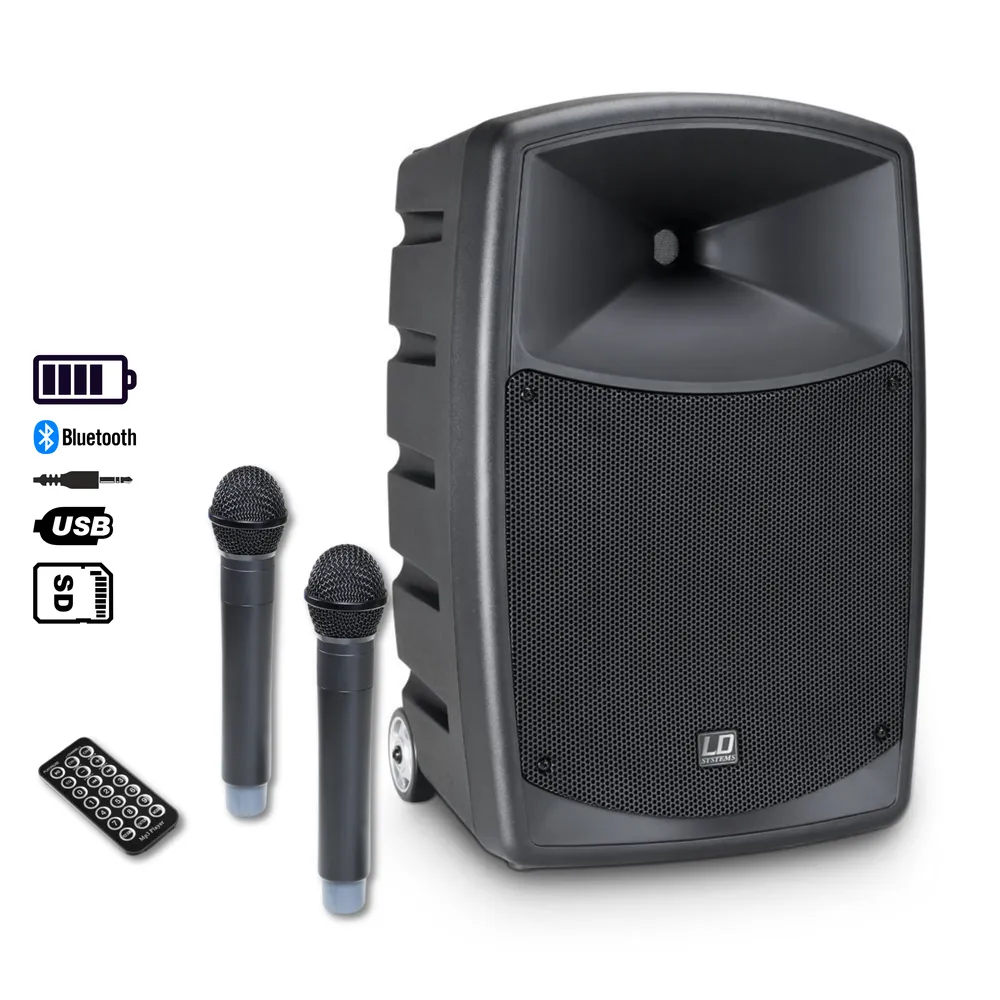Wireless Portable Speaker System and Dual Mic Hire with Bluetooth