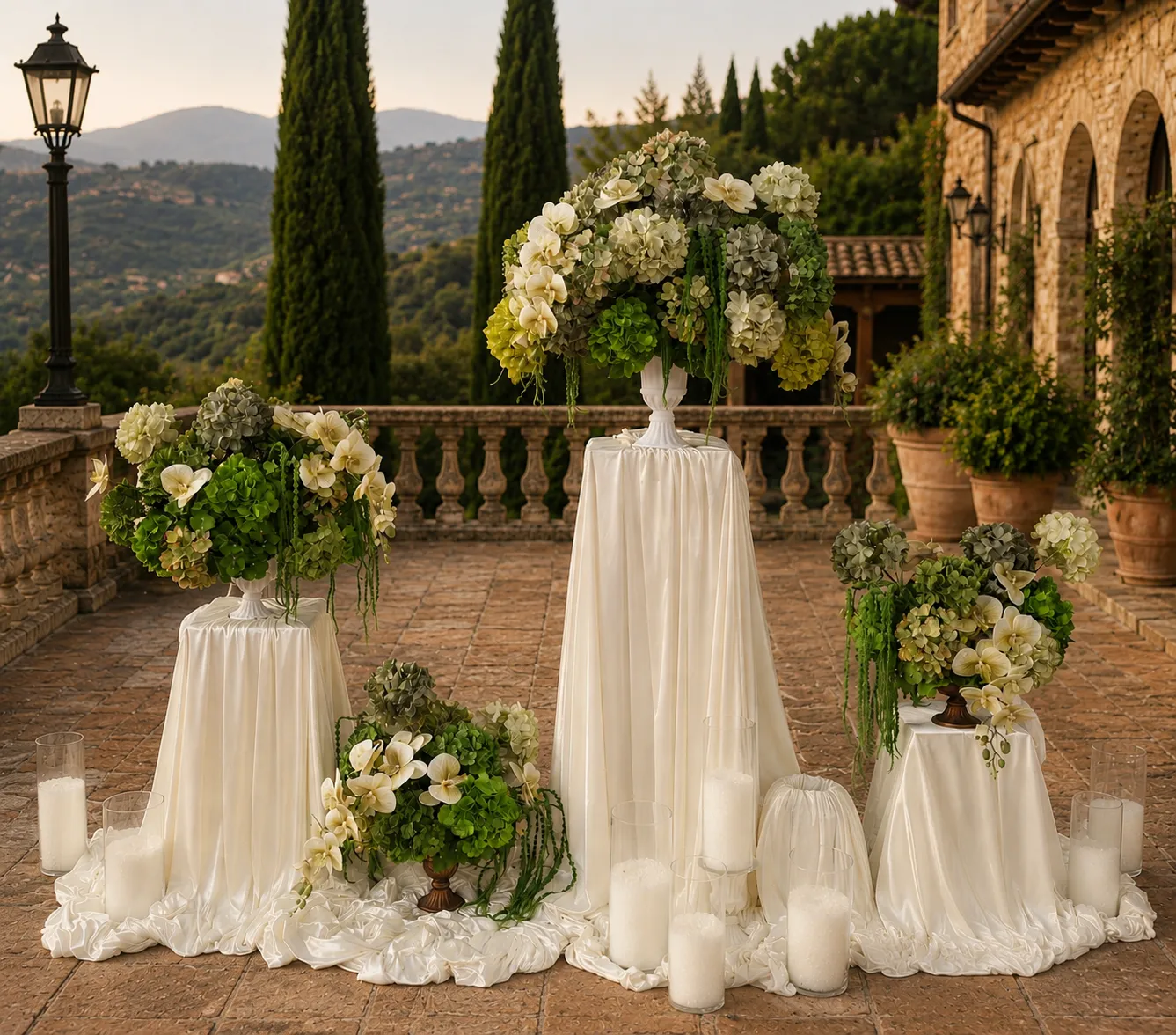 Olive & Ivory Pedestal Set