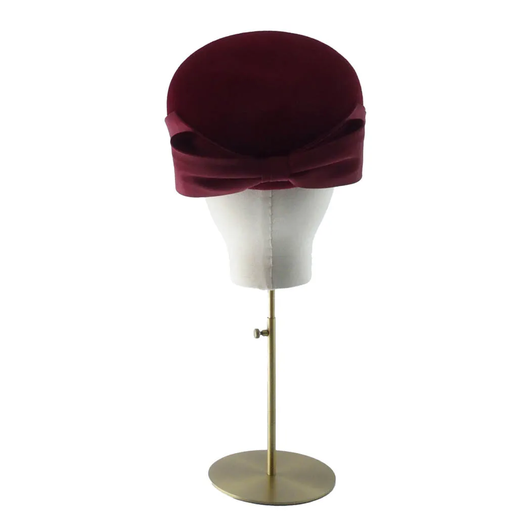 Samantha - burgandy red felt pillbox