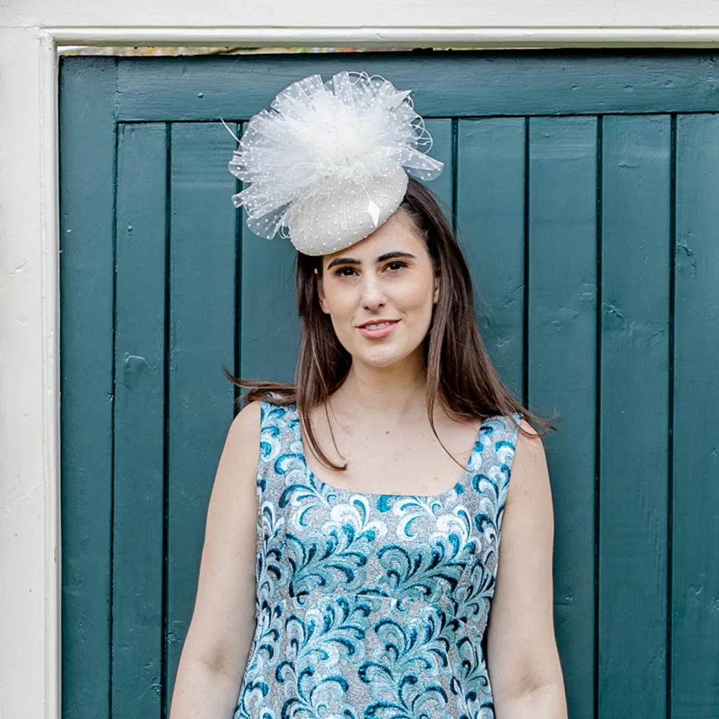Sasha spotty tulle cocktail hat - Ivory