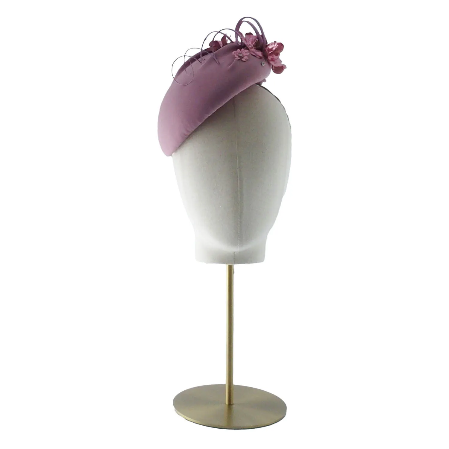 Clare - metallic floral beret in pink