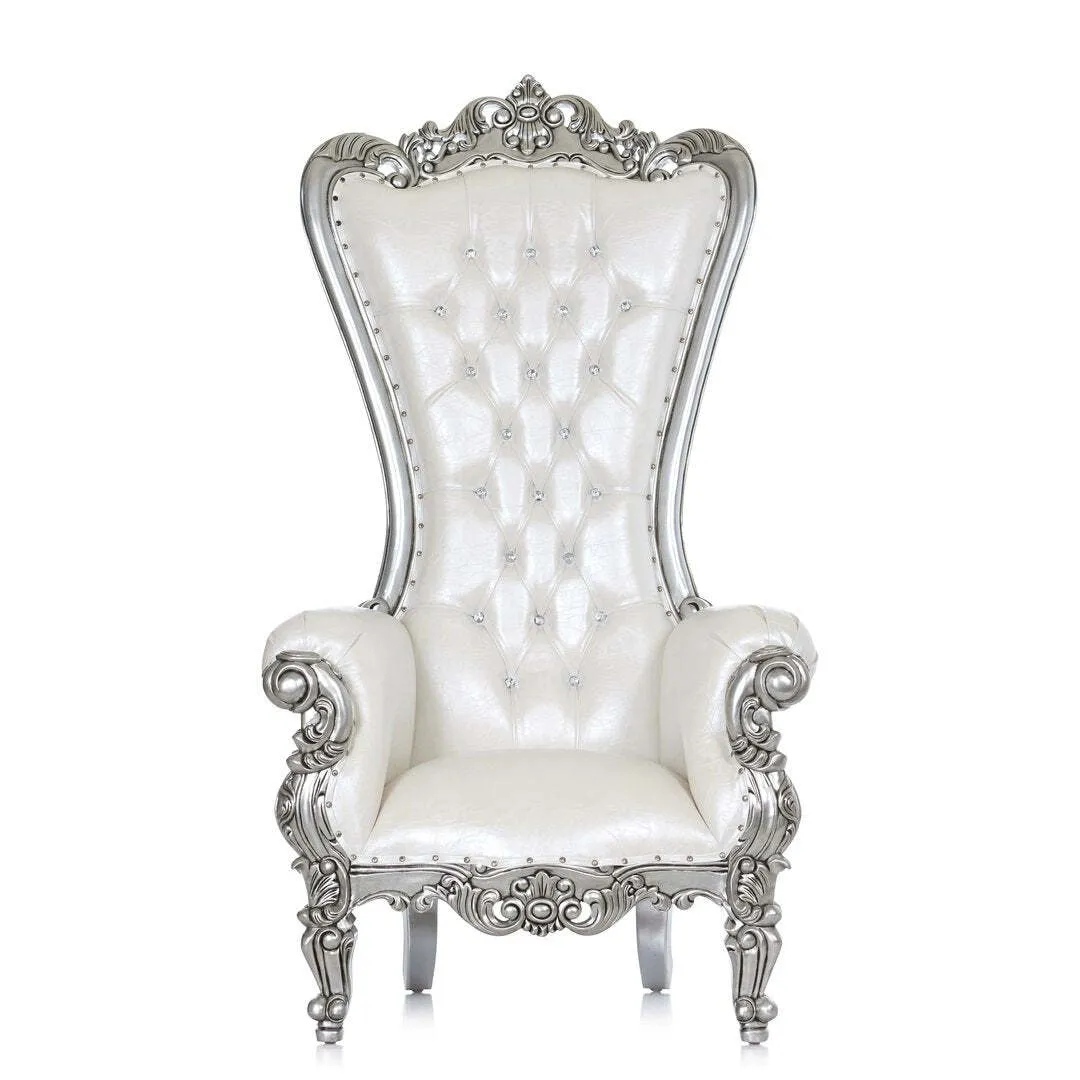 White & Silver Throne Chair