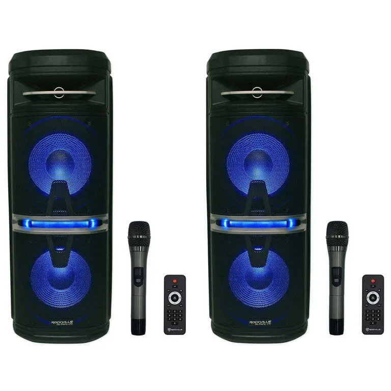 Rockville Dual Boom Party speakers and Mics