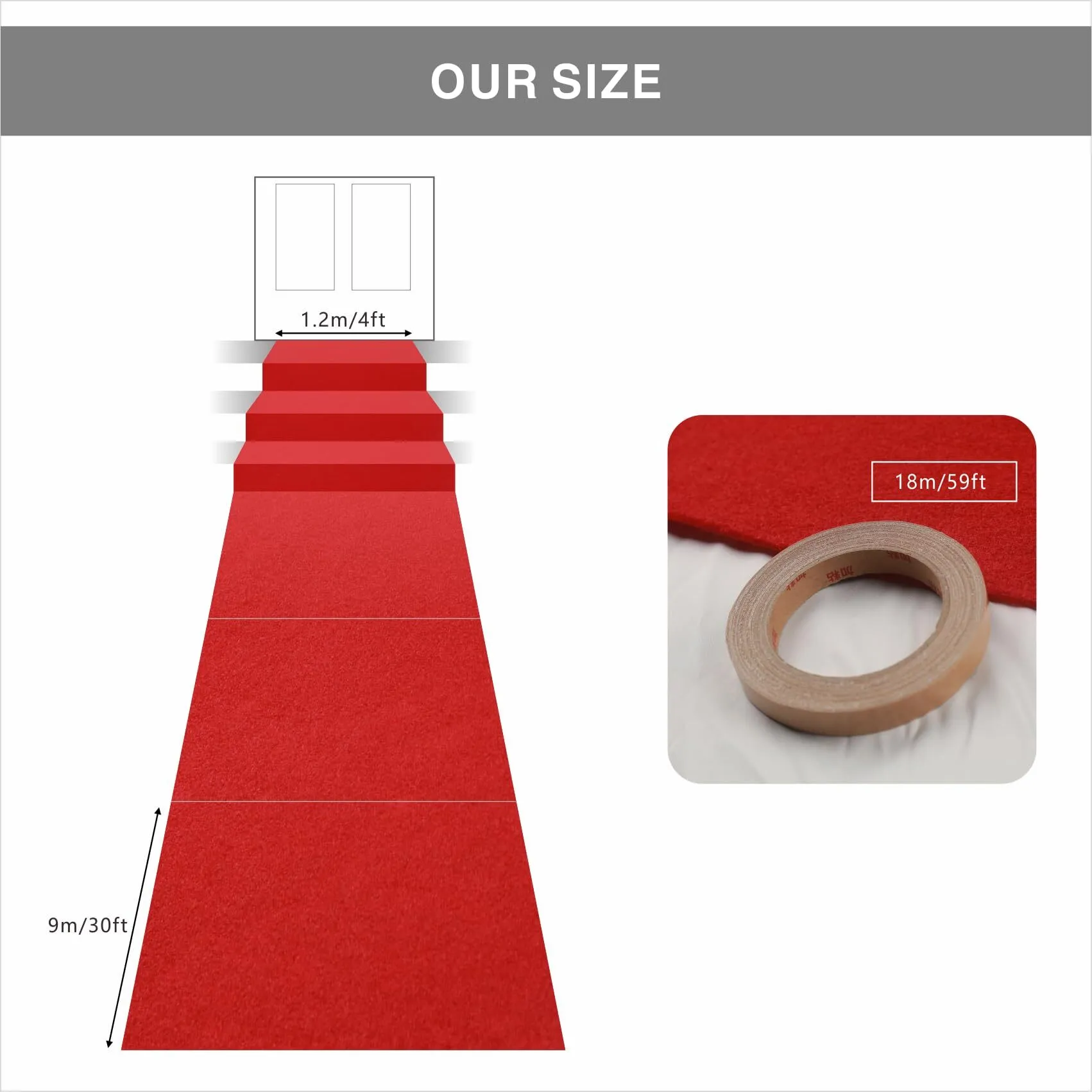 4ft x 20ft Extra Thick Red Carpet Runner for Party