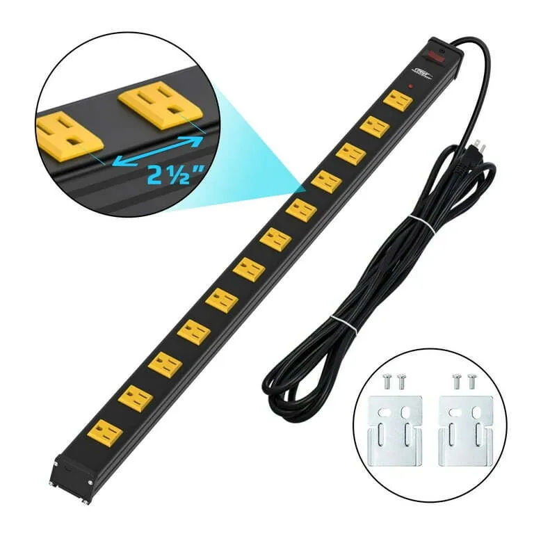 12 Outlet Long Metal Power Strip
