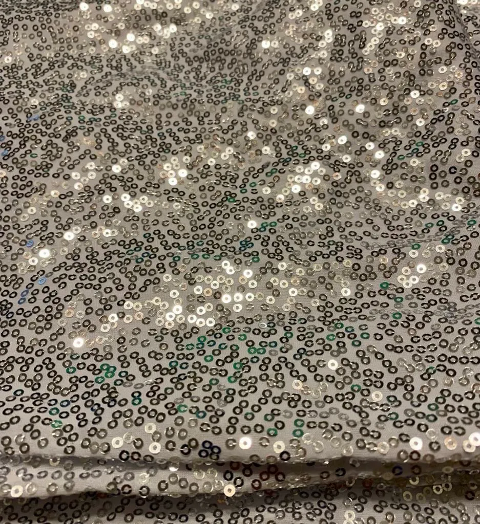 Backdrop Drapes- Silver Sequin 10 ft. x 10 ft Backdrop Curtain