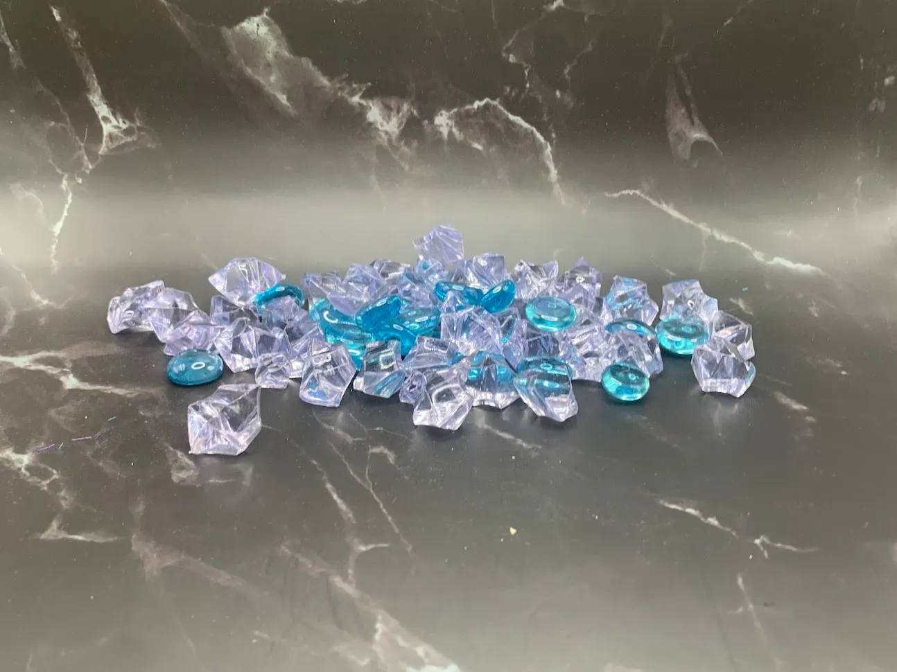 Vase Fillers- Teal/ Blue & Clear Marble Rocks