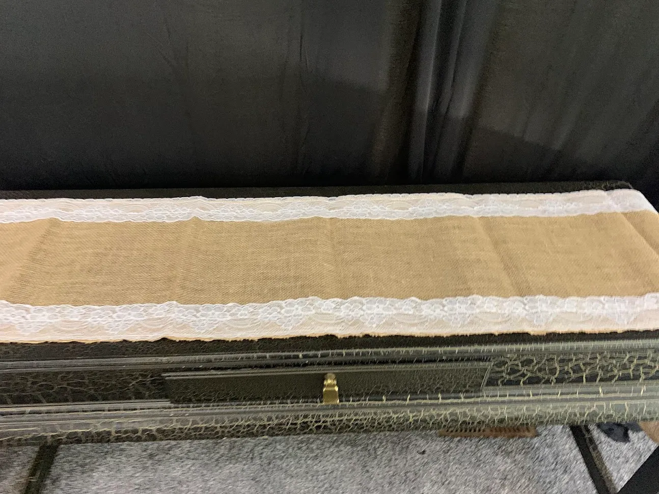 Table Runner- Burlap with Lace Edge Trim Table Runner 14" x 104"