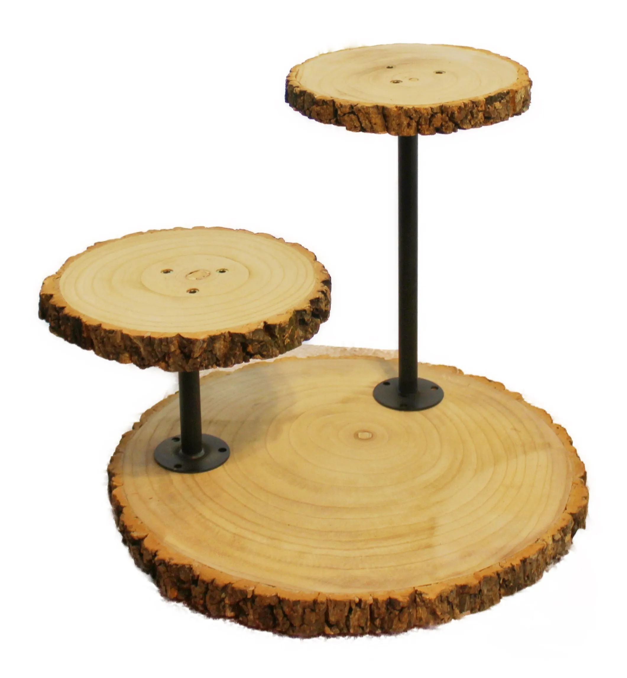 Food Service- Wood 14" 3-Tier Cheese Board, Cupcake Stand, Rustic 17",  9.5", 8.5"
