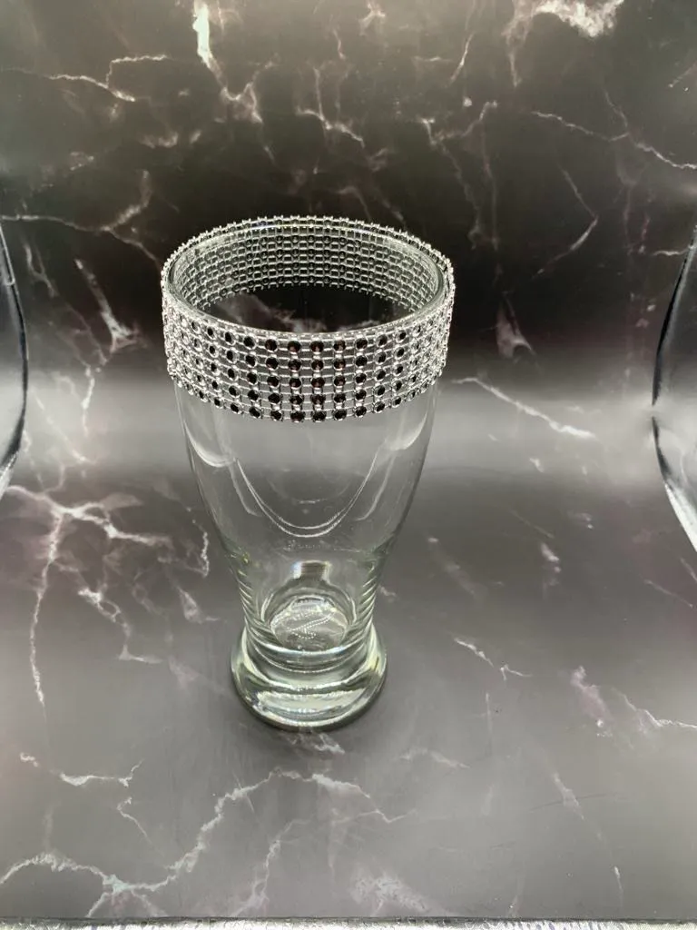 Vases- Rhinestone Trim Vase Glass 