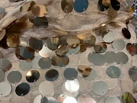Tablecloth Overlay- 72" x 72" Champagne Big Payette Tablecloth Overlay Square