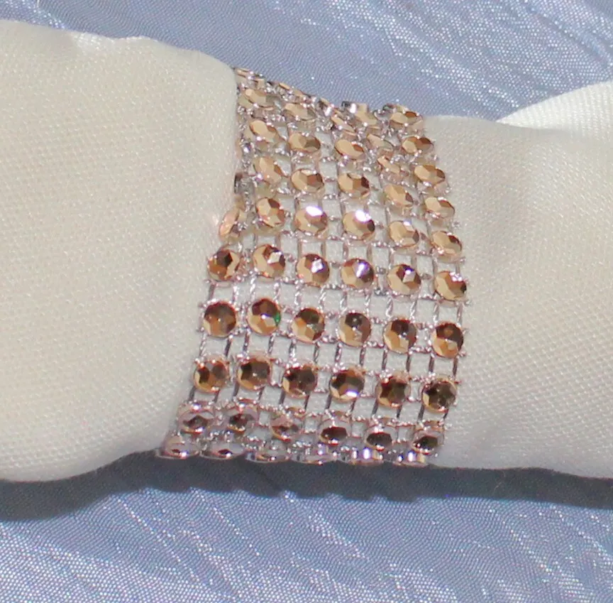 Napkin Rings- Champagne Diamond Rhinestone Napkin Rings or Chair Sash Buckle
