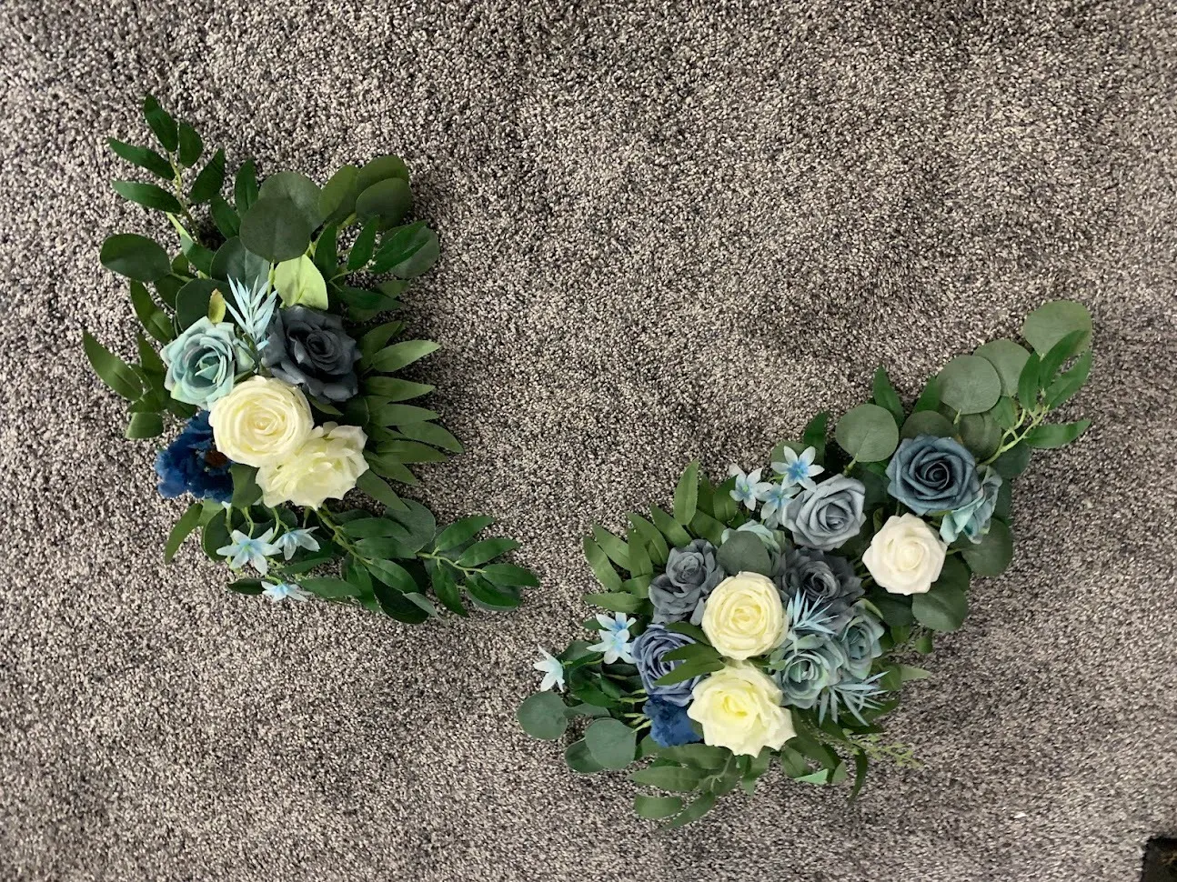 Shades of Blue- 2 Swag florals, Dusty Blue & Ivory