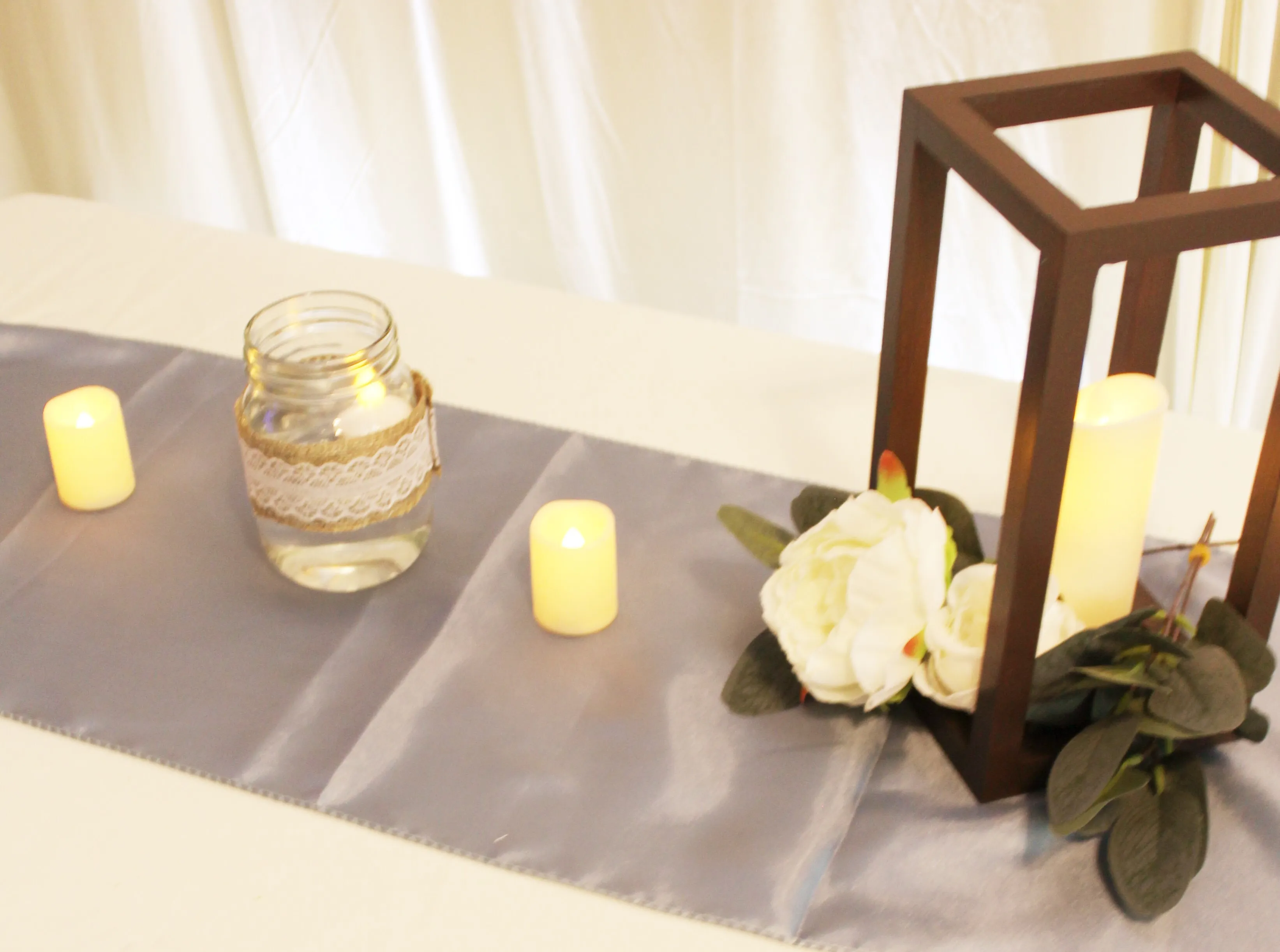 Shades of Blue- Dusty Blue Satin Table Runners 12" x 108"