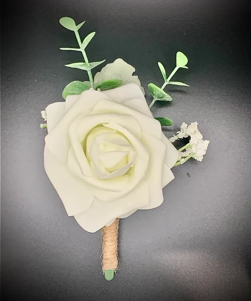 Boutonniere-  Ivory Rose Boutonniere 
