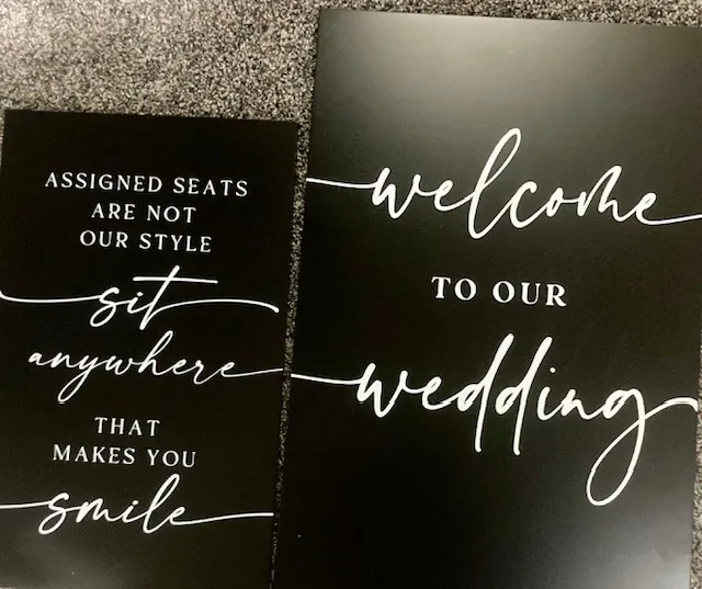 Signs- Welcome to my Wedding Signage Set of 5 Signs - Black & White