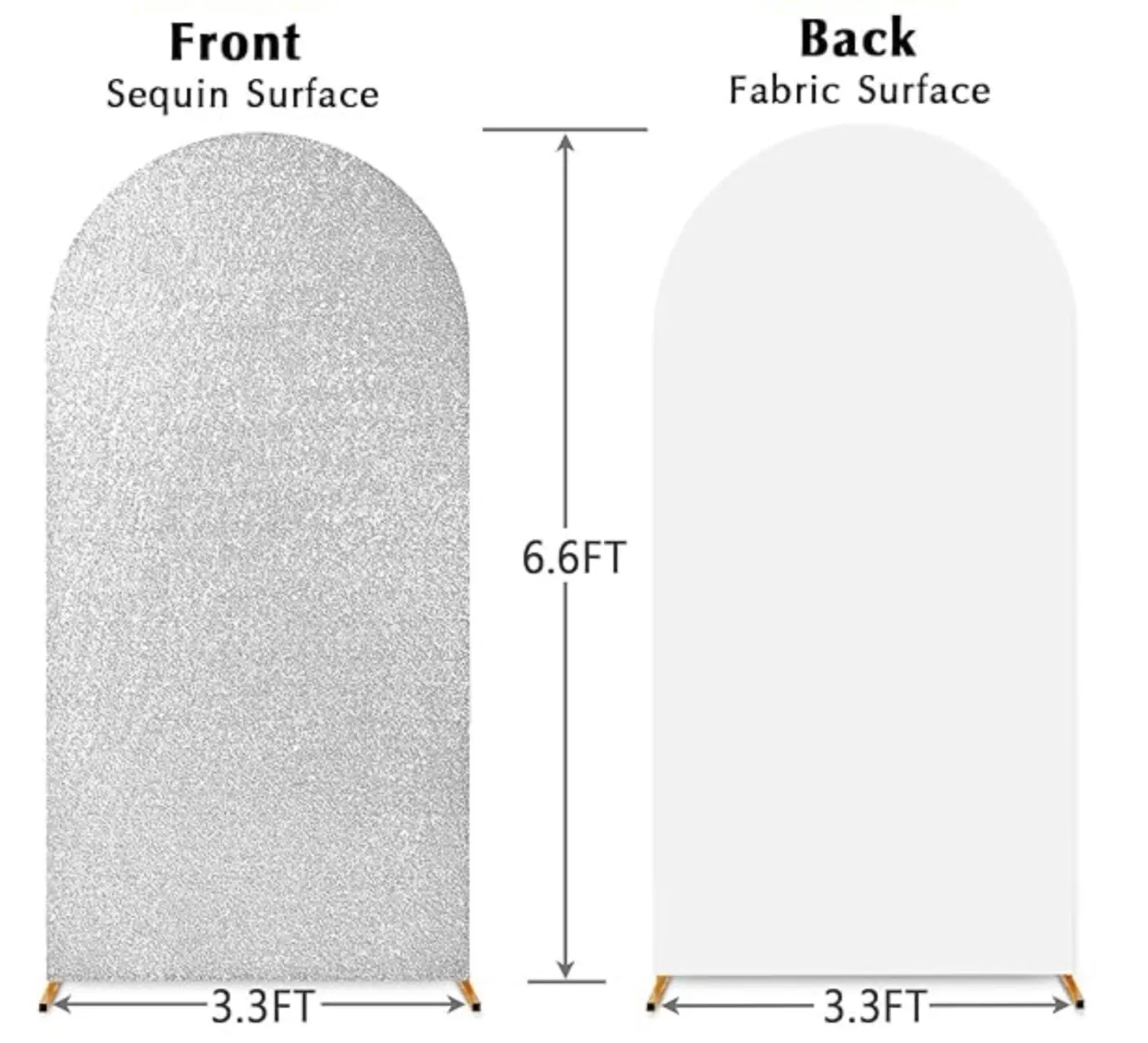 Arch Chiara Spandex Cover, Two Sided, Silver Sequin, White