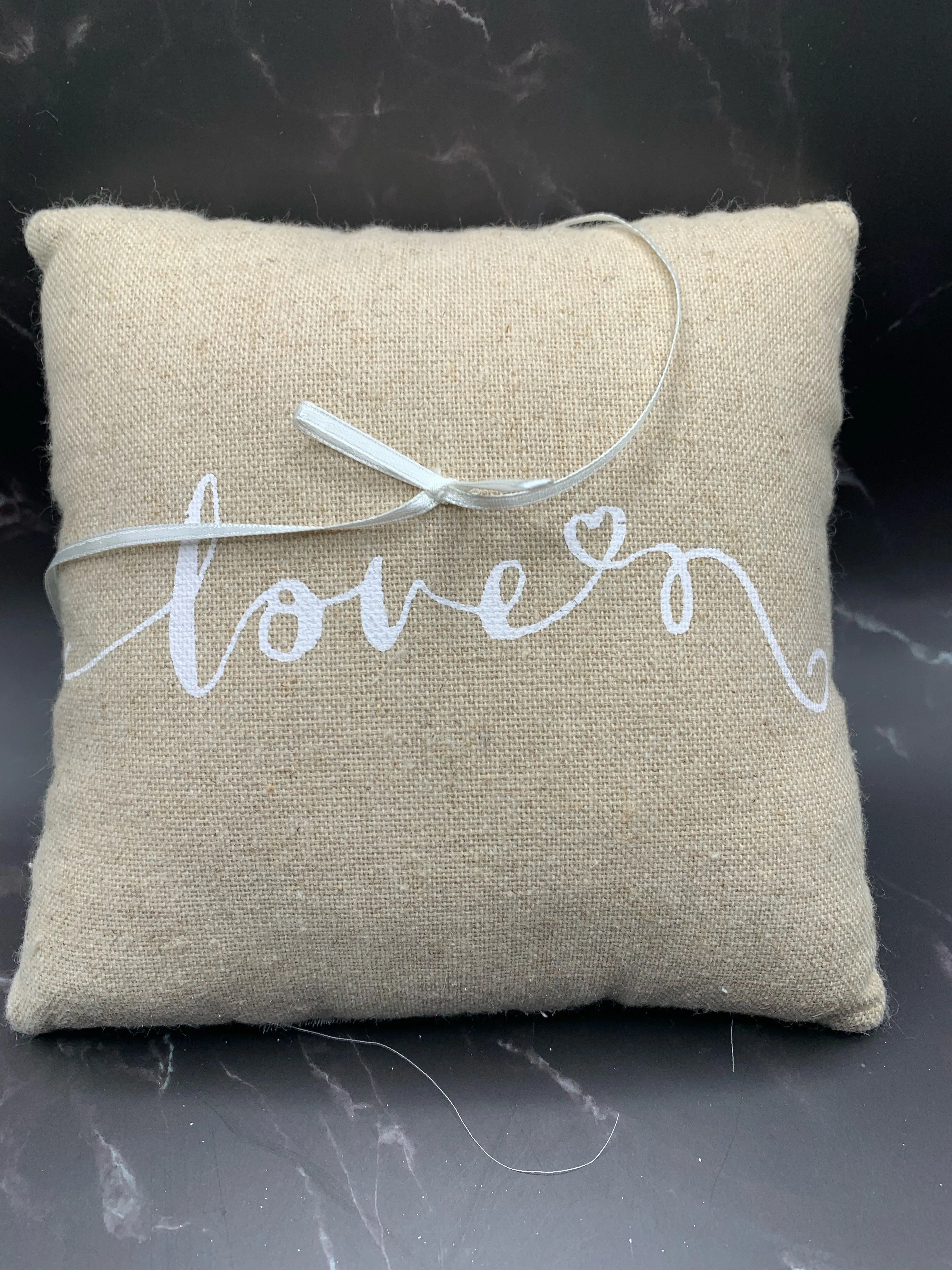 Ring Pillow- Beige, “Love”