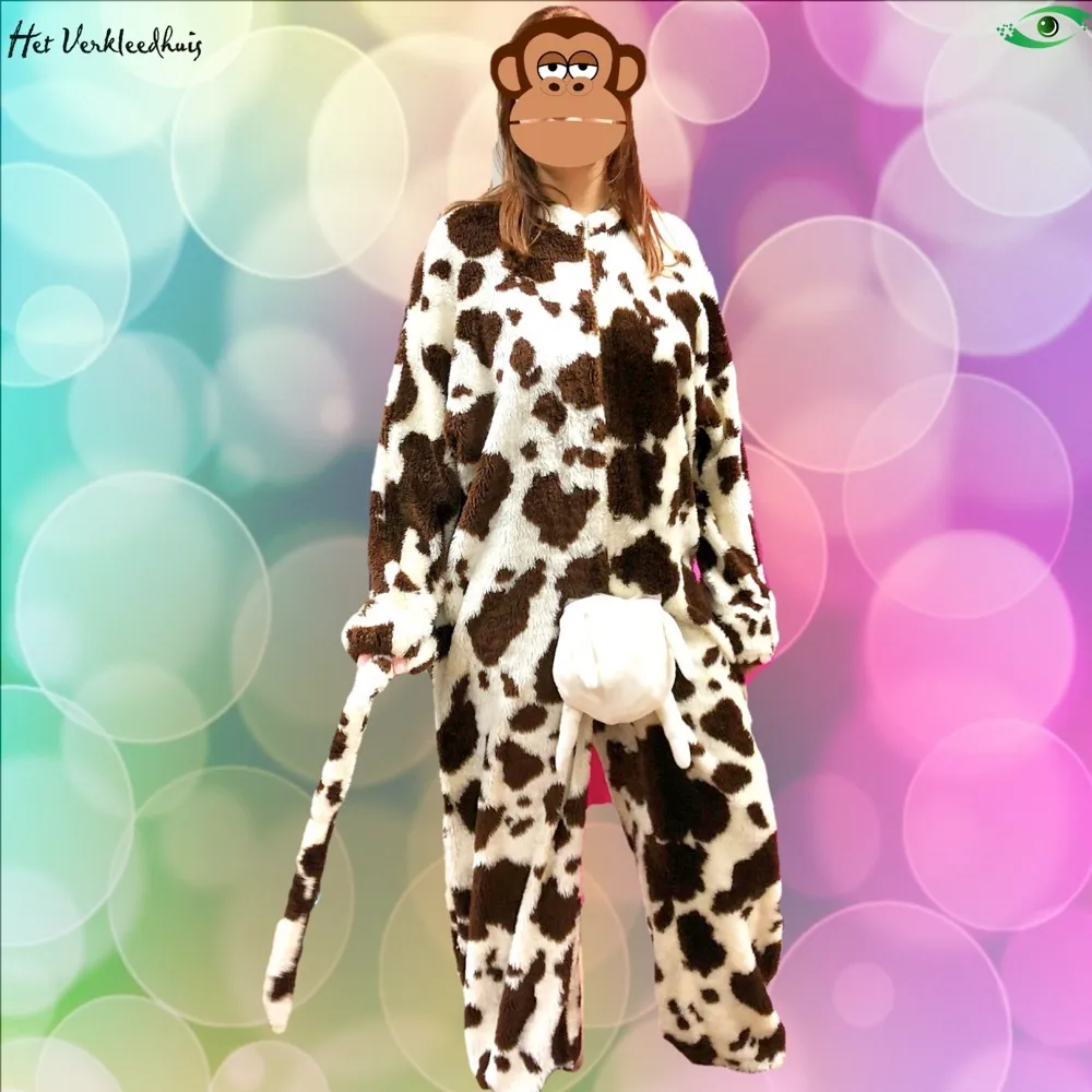 Koe mascotte kostuum bruin huren