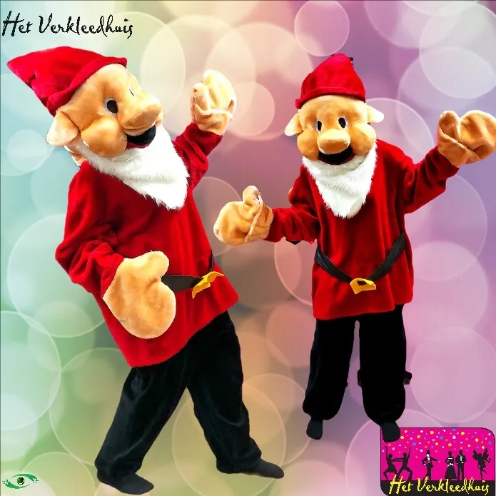 Kabouter mascotte kostuum rood huren