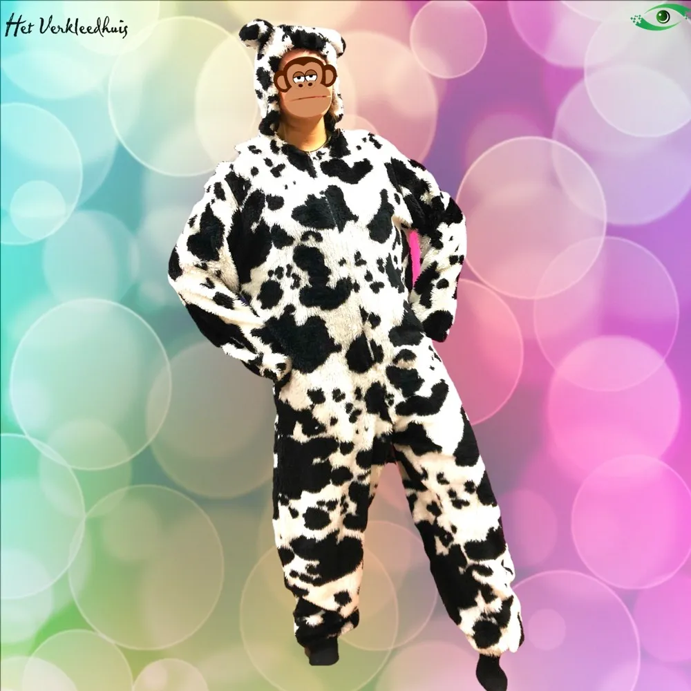 Koe mascotte kostuum gevlekt huren