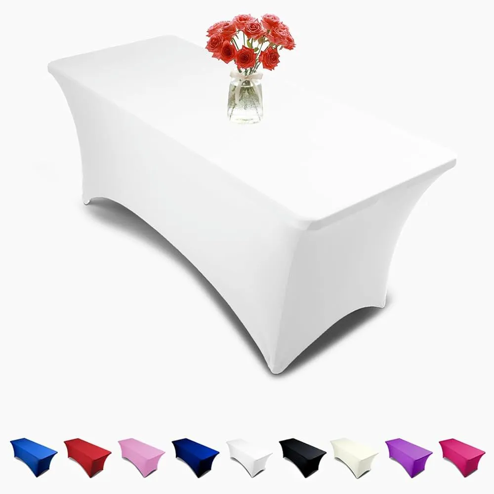 White Spandex 6 ft Table Cover