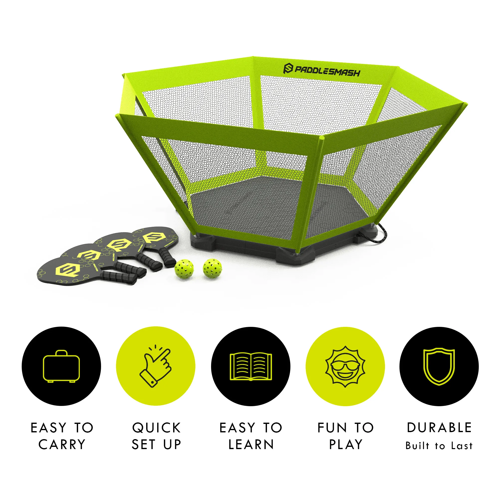 PaddleSmash - Pickleball Yard Game, As Seen on Shark Tank - Beach, Backyard, Lawn, Outdoor Activities for Adults and Family - Easy Assembly