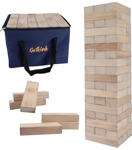 Jenga Giant JS7 (Stacks to Over 5 feet) Precision-Crafted, Premium Hardwood Game with Heavy-Duty Carry Bag (Authentic Jenga Brand Game)