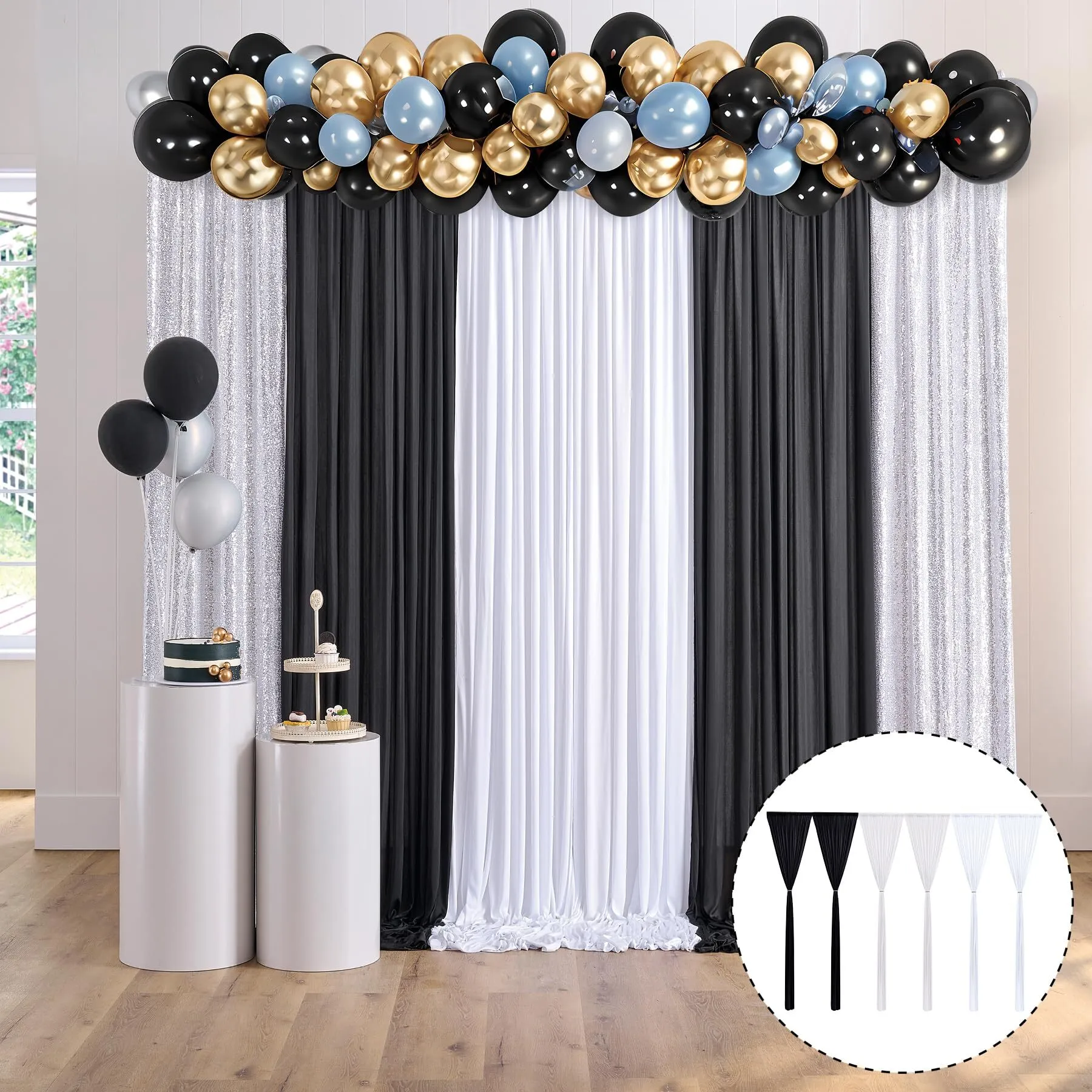 White - Black 10 ft x 10 ft Backdrop Stand