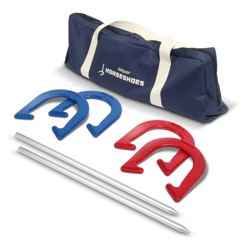 GoSports Steel Horseshoes Outdoor Game Set - Backyard Lawn Game - Case Included