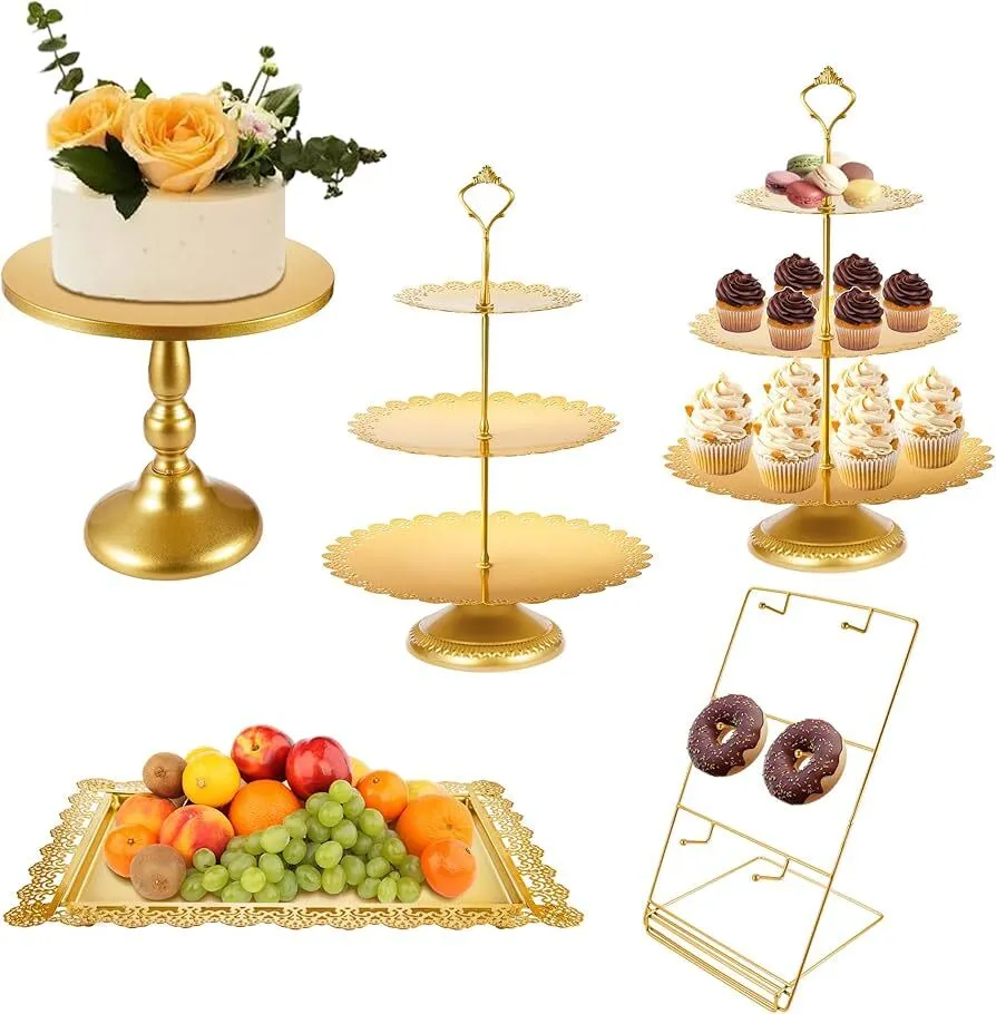 TOPZEA  Set of 7 Cake Stands Gold