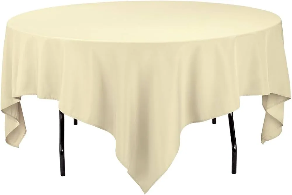 85 in. Square Polyester Tablecloth Ivory