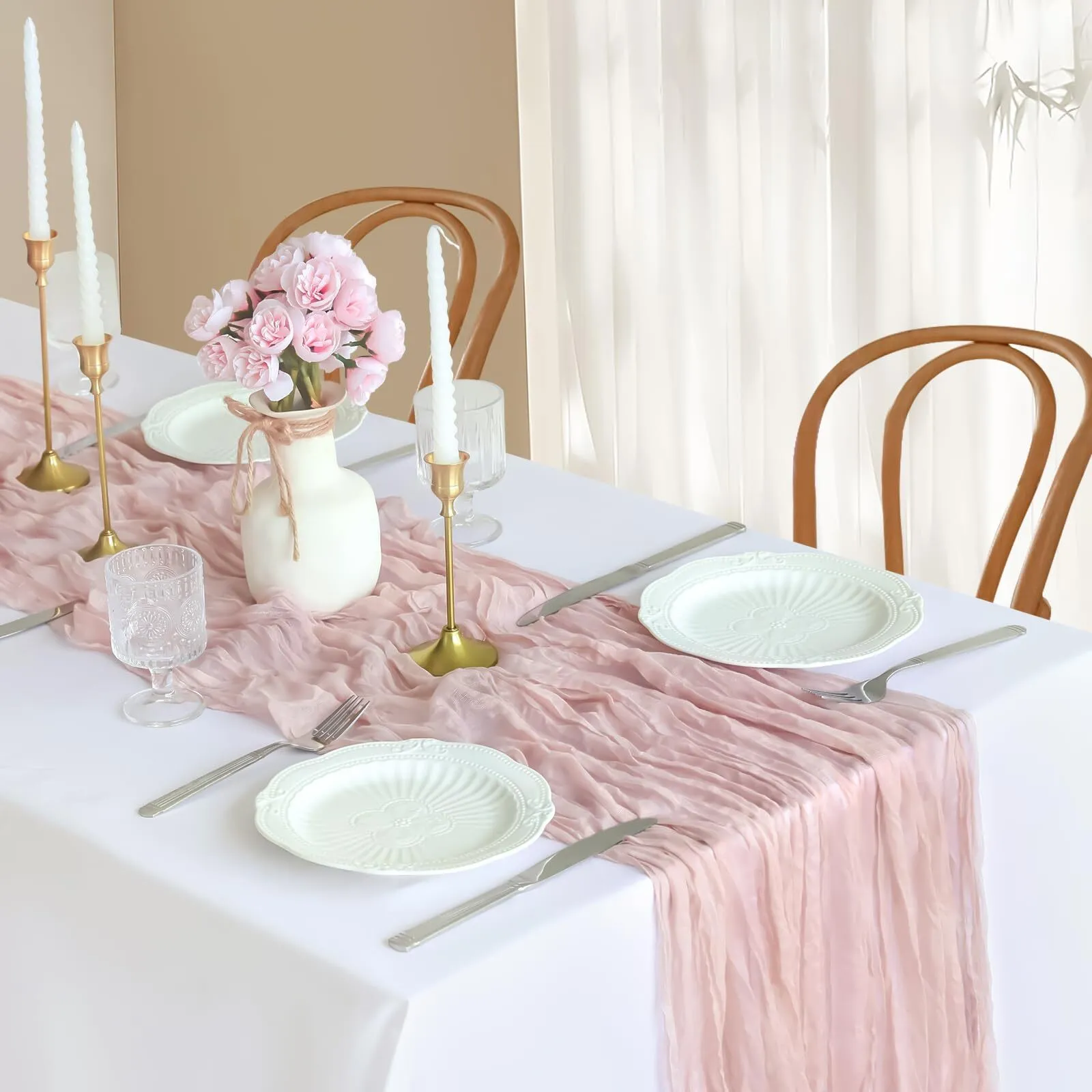 Crinkle Table Runner - Pink