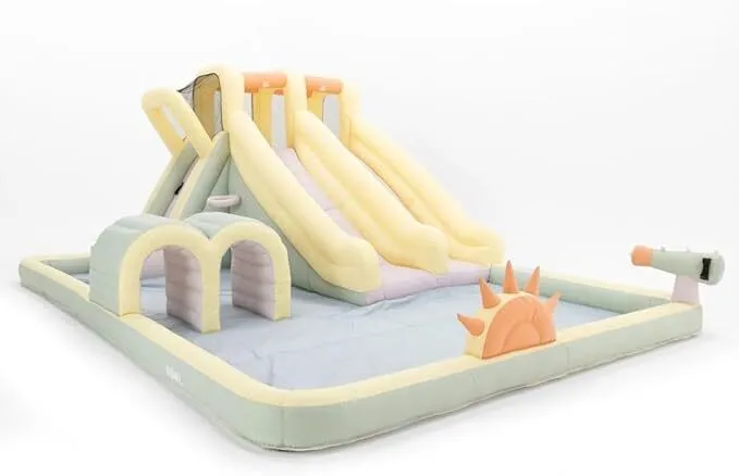 SMOL Splash Water Bounce House with Dual Slides, Inflatable Water Slide Park with Tunnels, Climbing Wall, Basketball Hoop, Ring Toss, & Sprayer