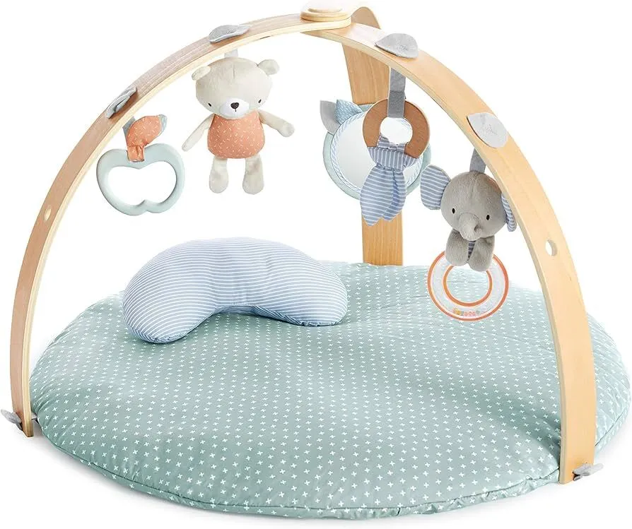 Ingenuity Cozy Spot Reversible Duvet Activity Gym with Wooden Toy Bar