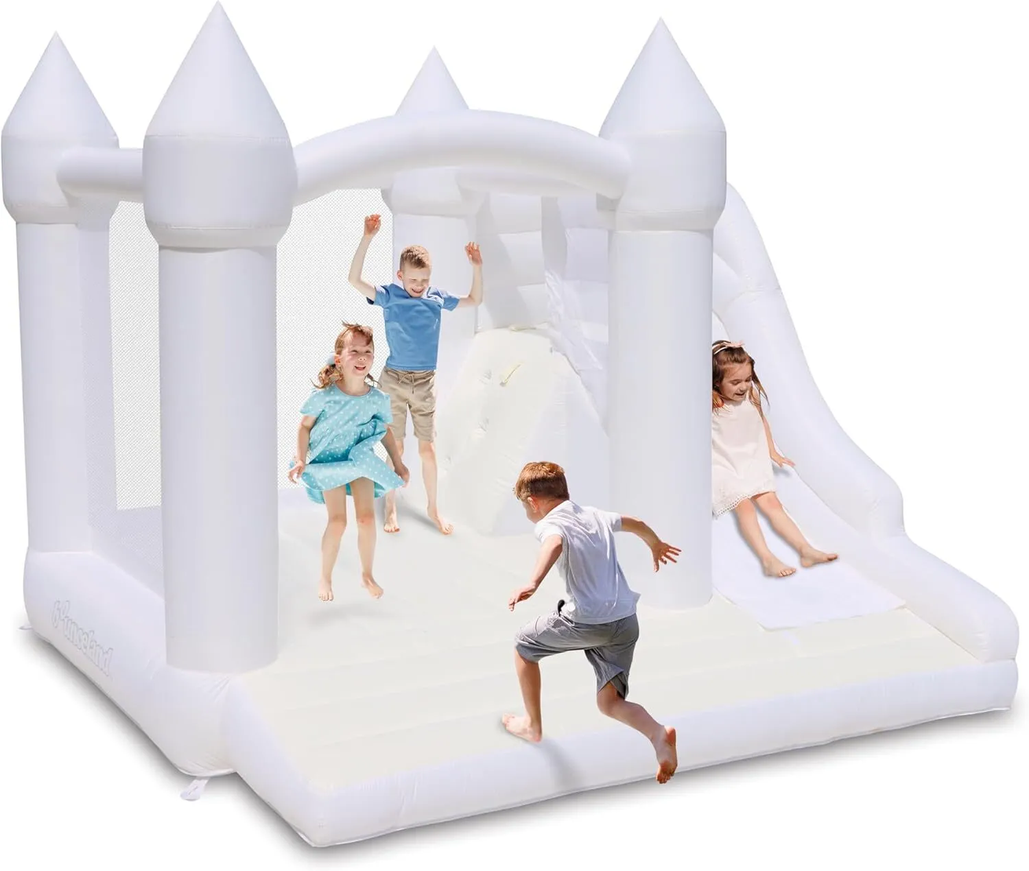 Bounceland Daydreamer Party Castle With Slide Basketball Hoop