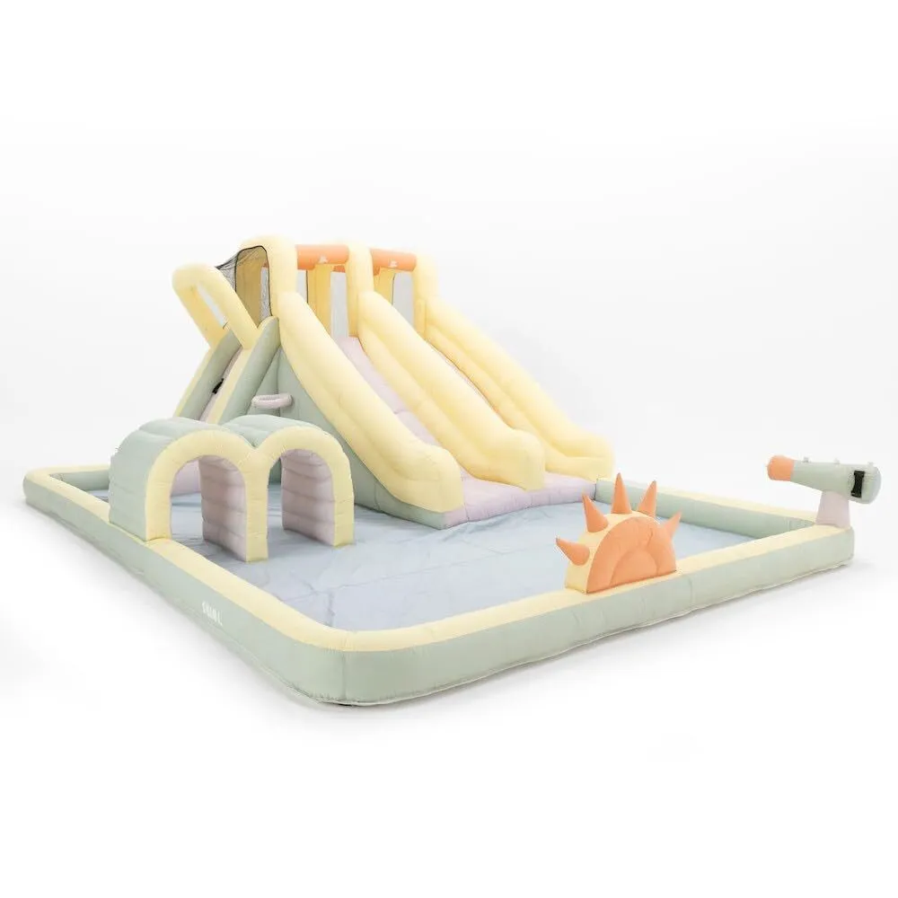 SMOL Splash Water Bounce House with Dual Slides, Inflatable Water Slide Park with Tunnels, Climbing Wall, Basketball Hoop, Ring Toss, & Sprayer