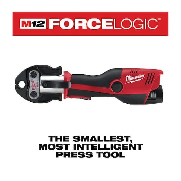 Milwaukee M12 12-Volt Lithium-Ion Force Logic Cordless Press Tool Kit (3 Jaws Included) with Two 1.5 Ah Battery and Hard Case
