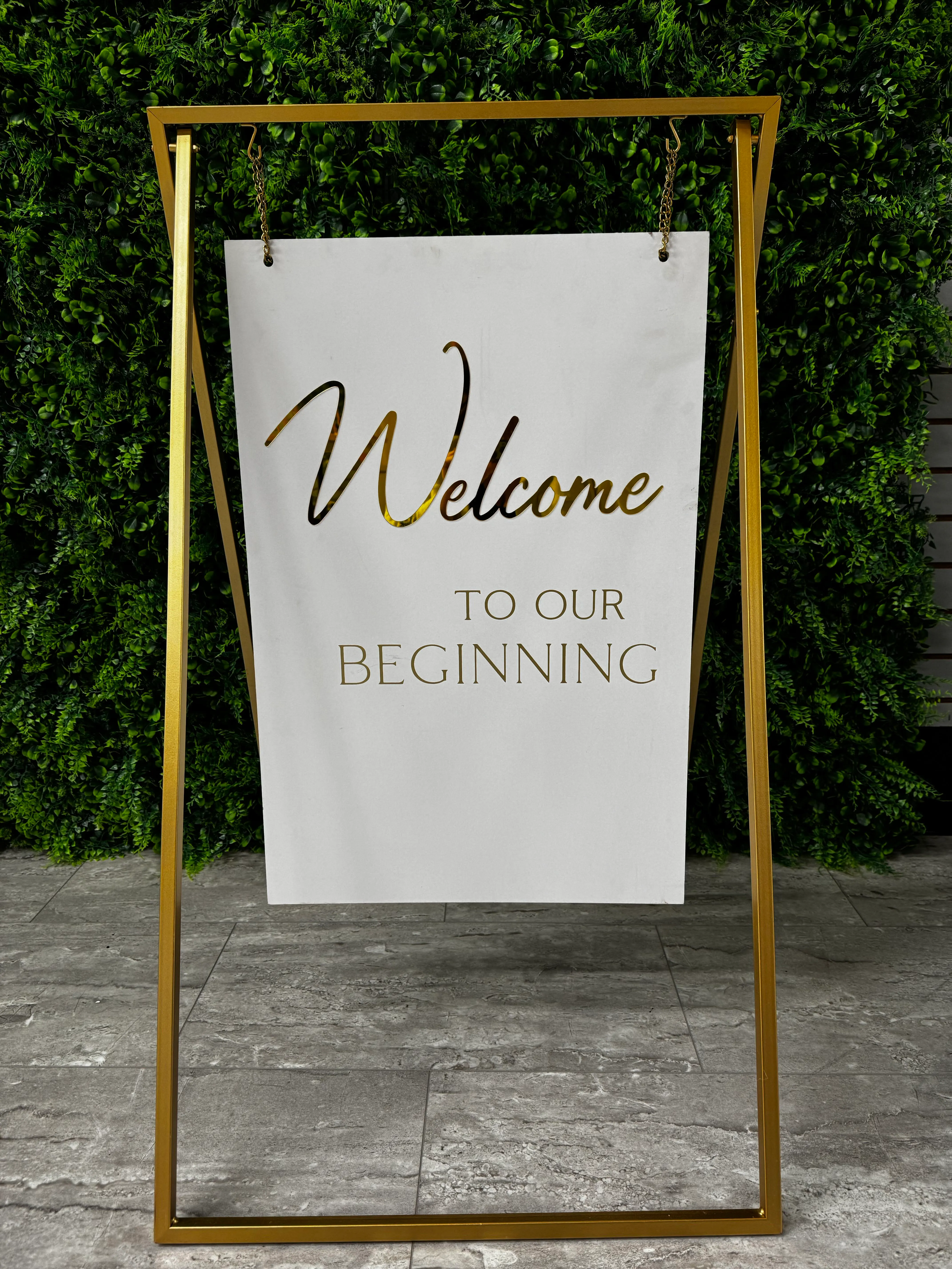Welcome to our Beginning Sign - Gold