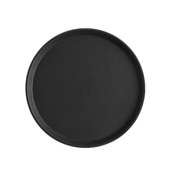 14" Black Round Non-Skid Serving Tray