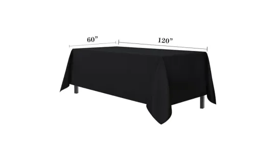 Black 60" x 120" Light Polyester Rectangle Table Linen (for 8' tables)