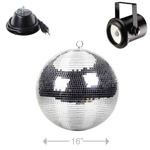 16" Mirror Ball ABS Core with Mirror Ball Mounting Motor - 30 W Pinspot