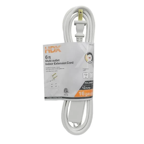 6' white extension cord