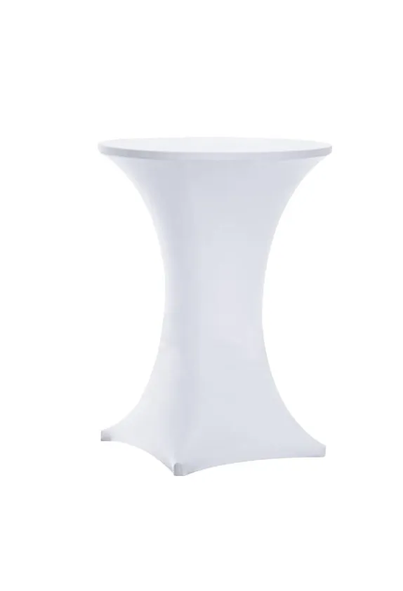 30x42 Inch Highboy Spandex Cocktail Table Covers - White - Fitted for 30" Round