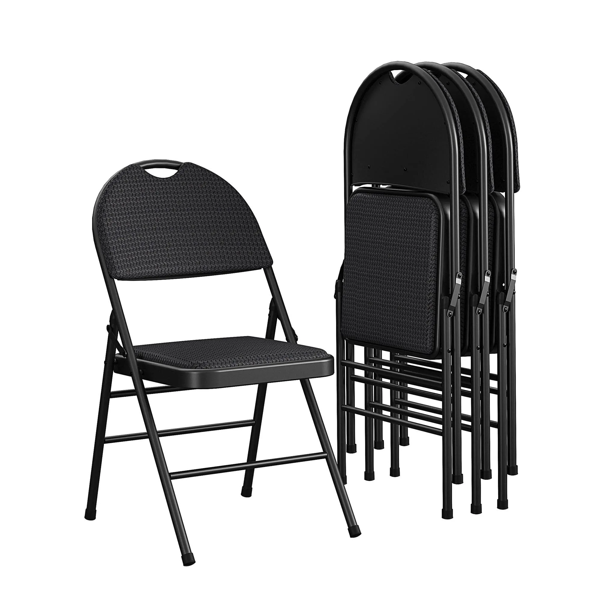 Black Padded Deluxe XL Folding Chair 300# Weight Capacity 
