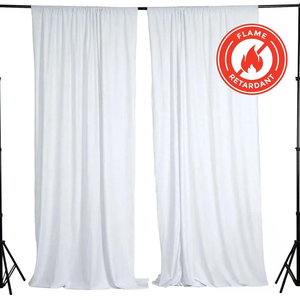 White Scuba Polyester Event Curtain Drapes, Durable Flame-Resistant Backdrop Event Panels Wrinkle Free with Rod Pockets - 10ftx10ft (2)-5' panels