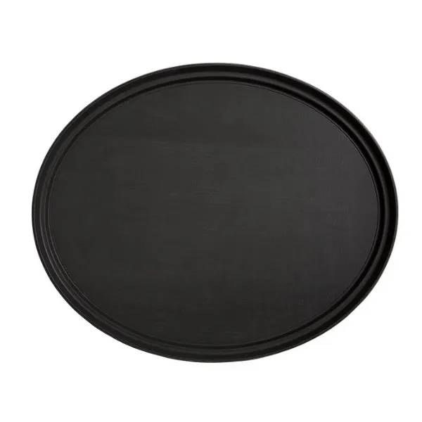 30" x 25" Black Oval Non-Skid Serving Tray