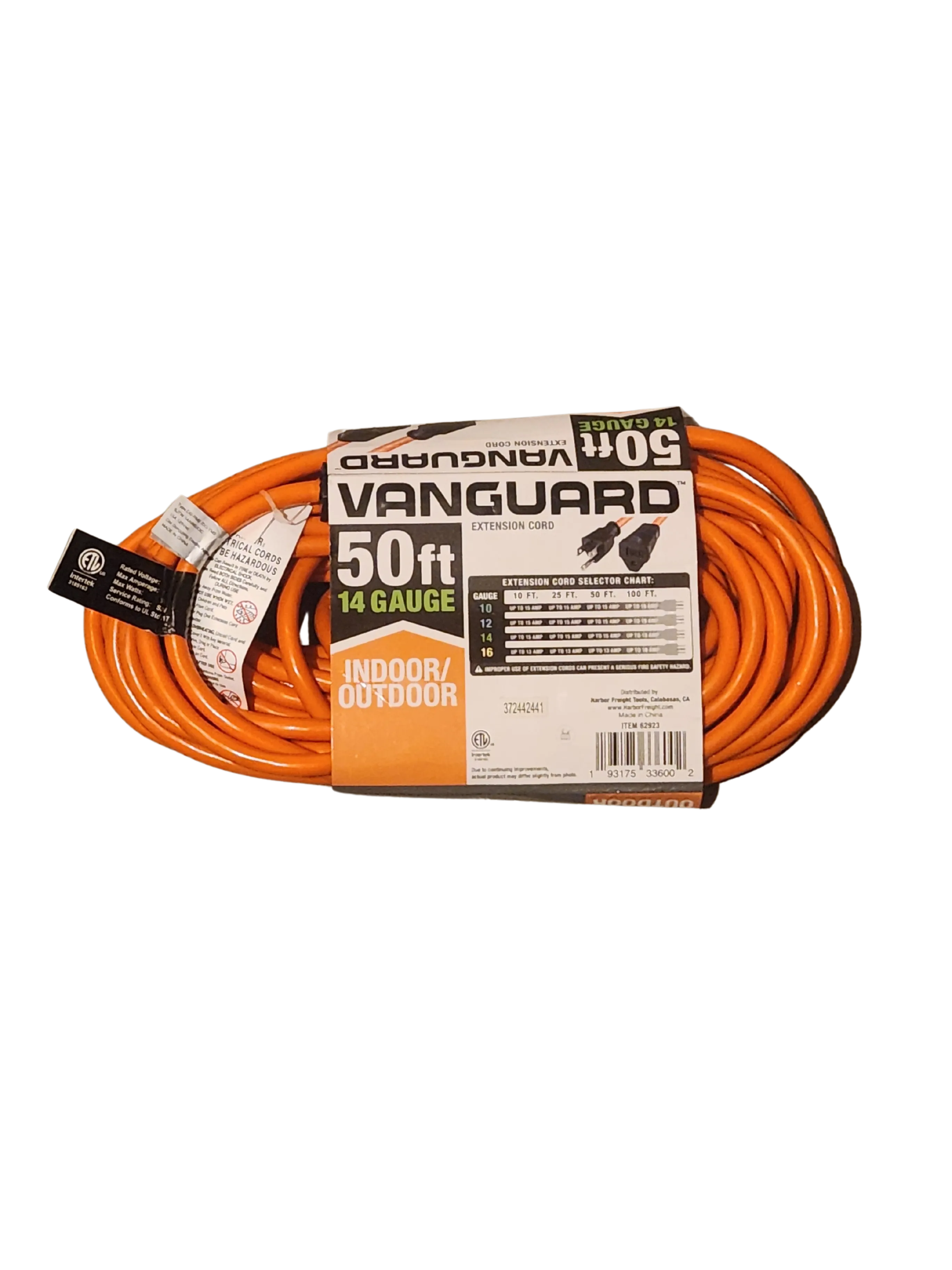 50' Orange Indoor/Outdoor Extension Cord